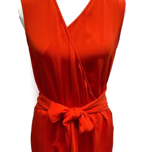 Diane Von Furstenberg Red Silk Faux Wrap Dress - Picture 3 of 4